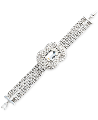 Givenchy Silver-tone Crystal Multi-row Statement Flex Bracelet In White