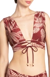Robin Piccone Romy Lace-up Bikini Top In Ancho