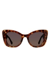 Kurt Geiger 52mm Gradient Cat Eye Sunglasses In Havana/ Brown Gradient