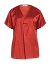 Jijil Woman Top Rust Size 4 Cotton, Silk, Elastane In Red