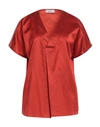 Jijil Woman Top Rust Size 6 Cotton, Silk, Elastane In Red