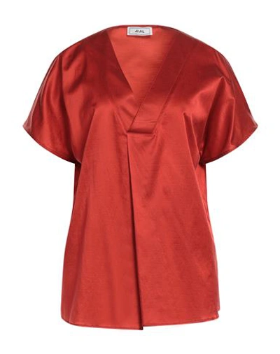 Jijil Woman Top Rust Size 8 Cotton, Silk, Elastane In Red