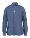 Bagutta Man Shirt Pastel Blue Size 16 Linen