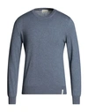 Brooksfield Man Sweater Slate Blue Size 44 Cotton, Cashmere In Blue