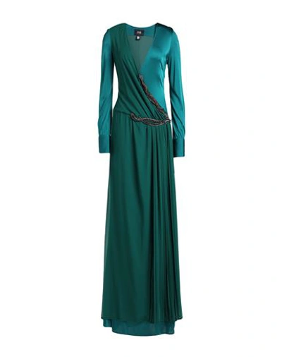 Cavalli Class Woman Maxi Dress Emerald Green Size 12 Viscose, Polyester