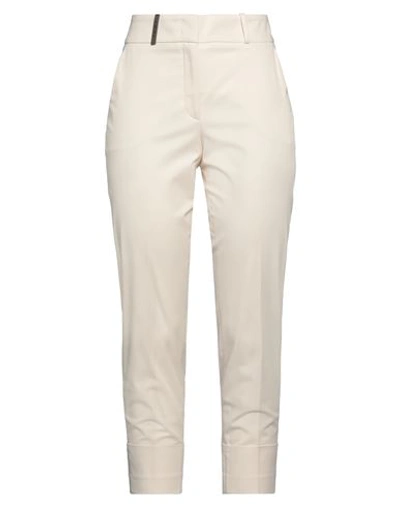 Peserico Woman Pants Ivory Size 8 Cotton, Elastane In White