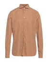 Borriello Napoli Man Shirt Brown Size 16 Cotton, Linen