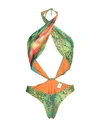 4GIVENESS 4GIVENESS WOMAN ONE-PIECE SWIMSUIT ACID GREEN SIZE L POLYESTER, ELASTANE