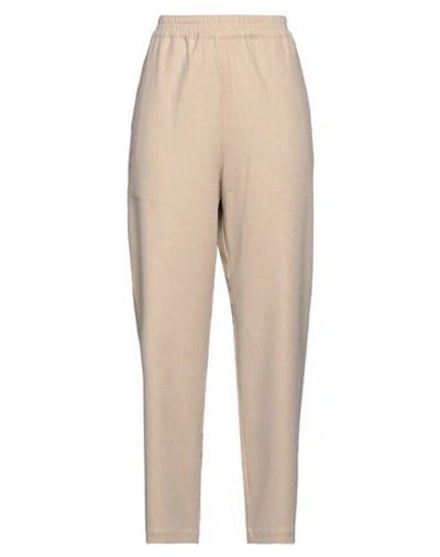 Niū Woman Pants Beige Size L Polyester, Viscose, Wool, Elastane