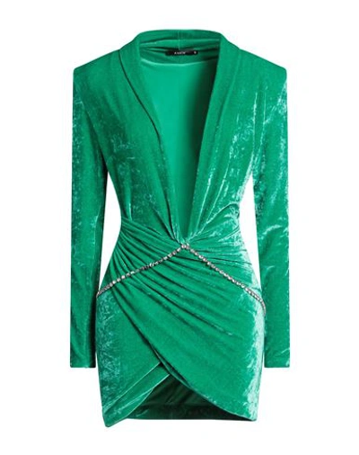 Amen Woman Mini Dress Emerald Green Size 8 Viscose, Polyamide, Elastane, Brass, Glass