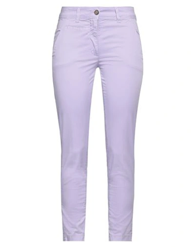 Vicolo Woman Pants Lilac Size Xs Cotton, Elastane In Purple