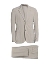 Caruso Man Suit Khaki Size 38 Wool, Silk, Linen In Gray