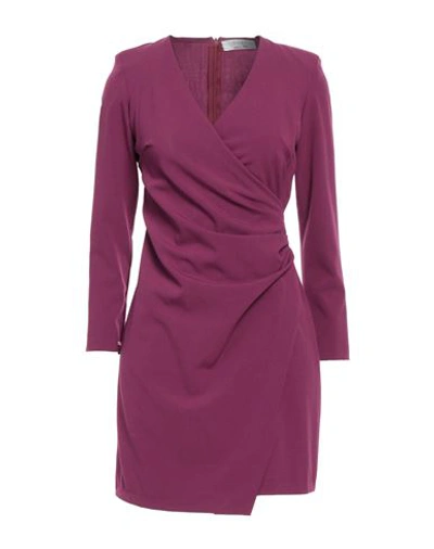 Kaos Woman Mini Dress Mauve Size 4 Polyester, Viscose, Elastane In Purple