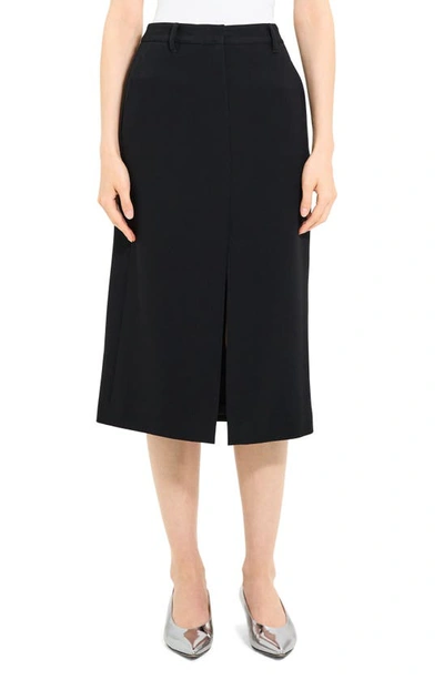 Theory Front Slit Midi Skirt In Black
