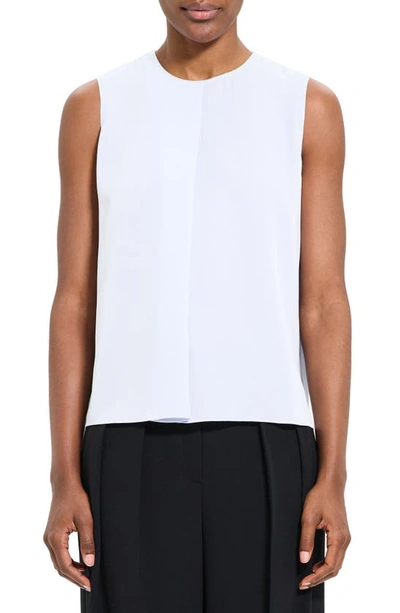 THEORY FLAP DETAIL SLEEVELESS SILK SHELL