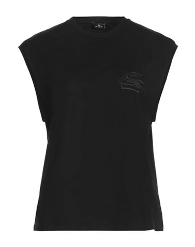 Etro Woman T-shirt Black Size 4 Cotton, Polyester