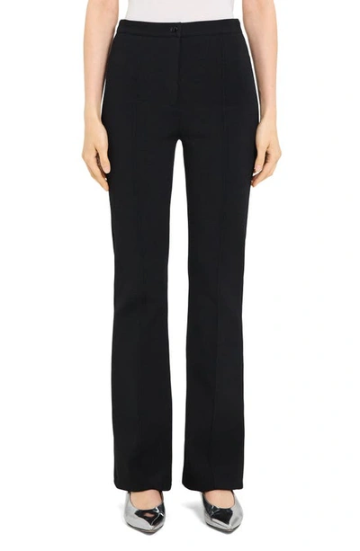 Theory Crepe Cashmere And Wool Flare Trousers In Black
