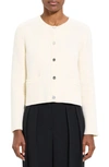 Theory Short Cashmere And Wool Knit Jacket In Ivory