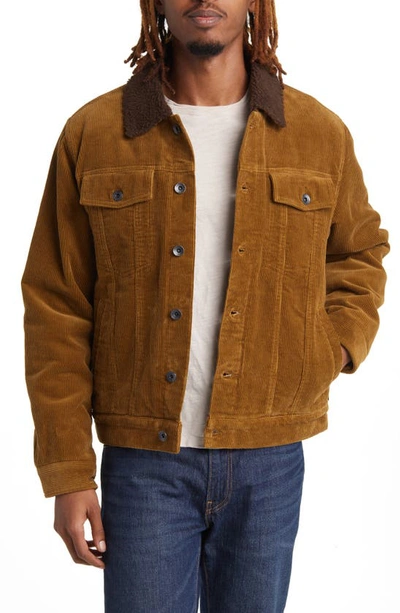 Brixton Cable Lined Trucker Jacket In Brass