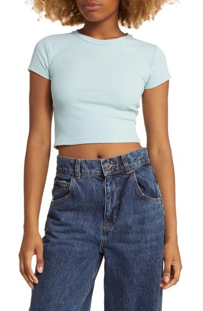 Bp. Compact Rib Crop Baby Tee In Blue Sterling