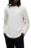 Allsaints Mens Chalk White Rowe Logo-embroidered Long-sleeved Organic-cotton T-shirt