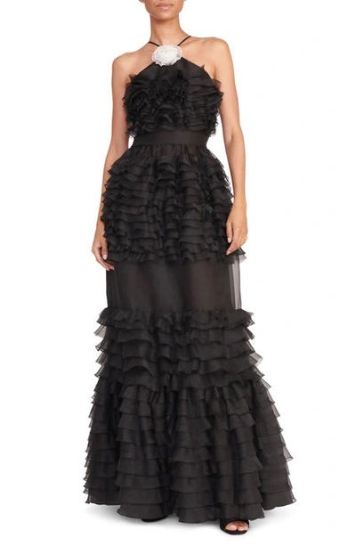 STAUD FLORIAN TIERED RUFFLE ORGANZA GOWN