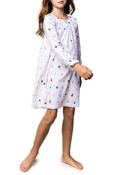 Petite Plume Girls' Delphine Holiday Trees Nightgown - Baby, Little Kid, Big Kid In White