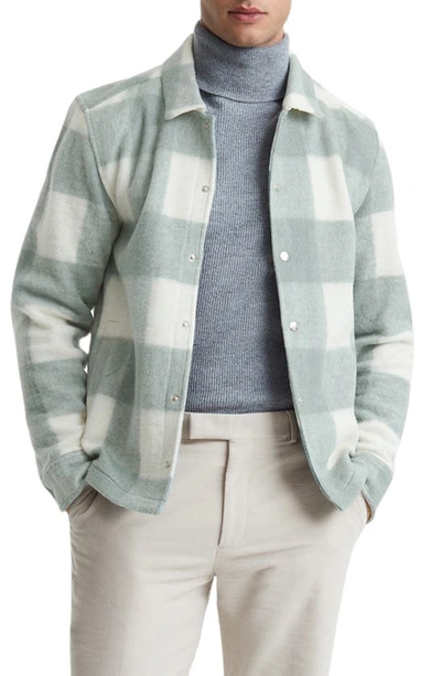 Reiss Scott Regular-fit Checked Brushed-woven Overshirt In Green