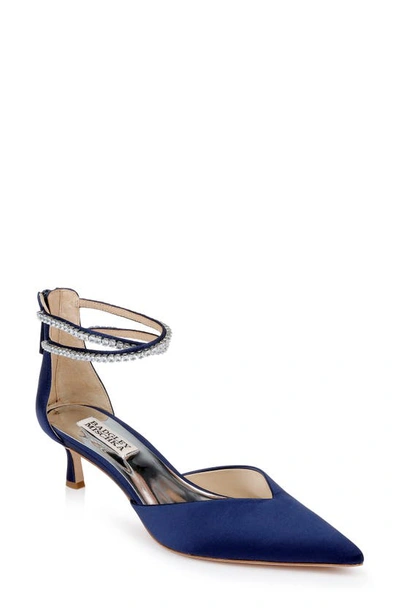 Badgley Mischka Lilibeth Metallic Crystal-cuff Pumps In Midnight