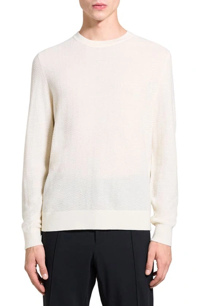 Theory Novo Merino Wool Blend Crewneck Jumper In Ivory