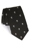 Alexander Mcqueen Skull Silk Tie In Black