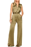 RAMY BROOK RAYNA BELTED WIDE LEG SATIN JUMPSUIT