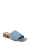 Franco Sarto Loran Slide Dress Sandals In Denim Blue Raffia Fabric