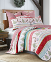 Levtex Comet & Cupid Folk Christmas Quilted Quilt, King In Red