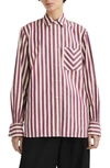Rag & Bone Maxine Stripe Cotton Shirt In Purple Stripe