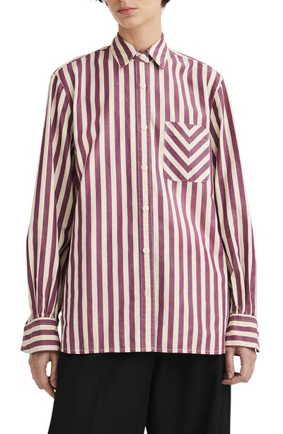 Rag & Bone Maxine Stripe Cotton Shirt In Purplstrpe