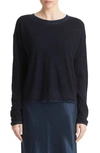 VINCE DOUBLE LAYER WOOL, SILK & ALPACA CREWNECK SWEATER