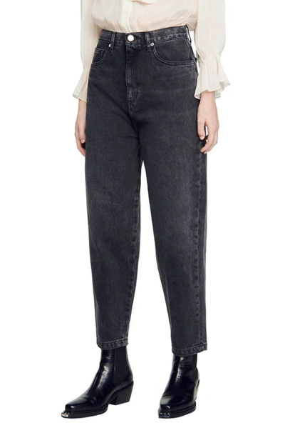 Sandro High-waist Cropped Jeans In Black