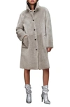 Allsaints Serra Reversible Shearling Coat In Pale Grey