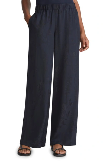 Lafayette 148 High-rise Wide-leg Floral Jacquard Trousers In Blue