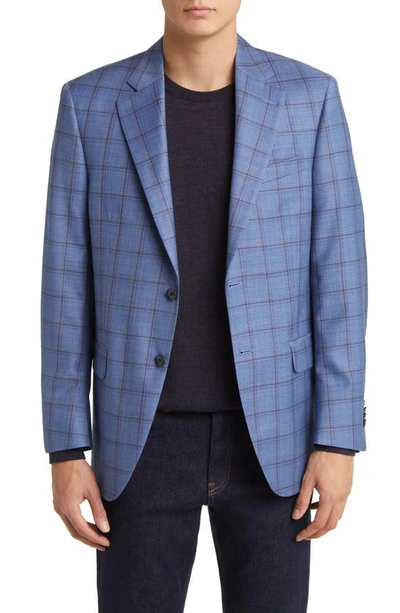 Peter Millar Tailored Fit Plaid Wool Sport Coat In Blue