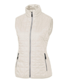 Cutter & Buck Rainier Primaloft Womens Plus Size Eco Insulated Full Zip Puffer Vest In Coconut
