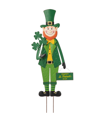 Glitzhome 36" H St. Patrick's Metal Leprechaun Yard Stake Or Standing Decor Or Wall Decor In Green