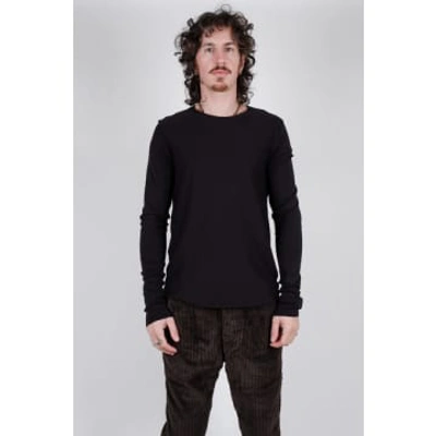 Hannes Roether Raw Neck Cotton L/s T-shirt Black