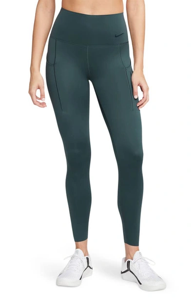 Nike Women's Go Firm-support High-waisted 7/8 Leggings With Pockets In Deep Jungle/ Black