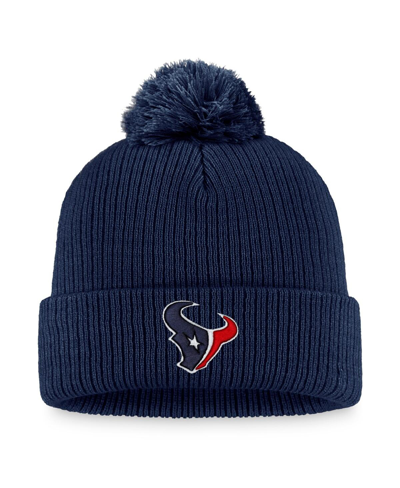 Fanatics Women's  Navy Houston Texans Logo Cuffed Knit Hat With Pom