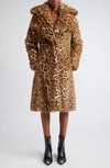 RABANNE RABANNE LEOPARD PRINT FAUX FUR COAT