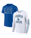 Fanatics Branded Royal/white Los Angeles Dodgers Two-pack Combo T-shirt Set In Royal,white