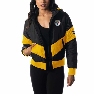 The Wild Collective Black Pittsburgh Steelers Puffer Full-zip Hoodie