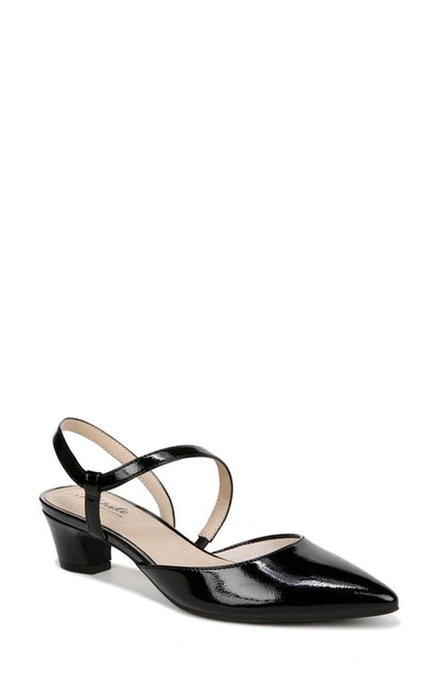 Lifestride Minimalist Womens Strappy Pointed Toe Slingback Heels In Black-dm